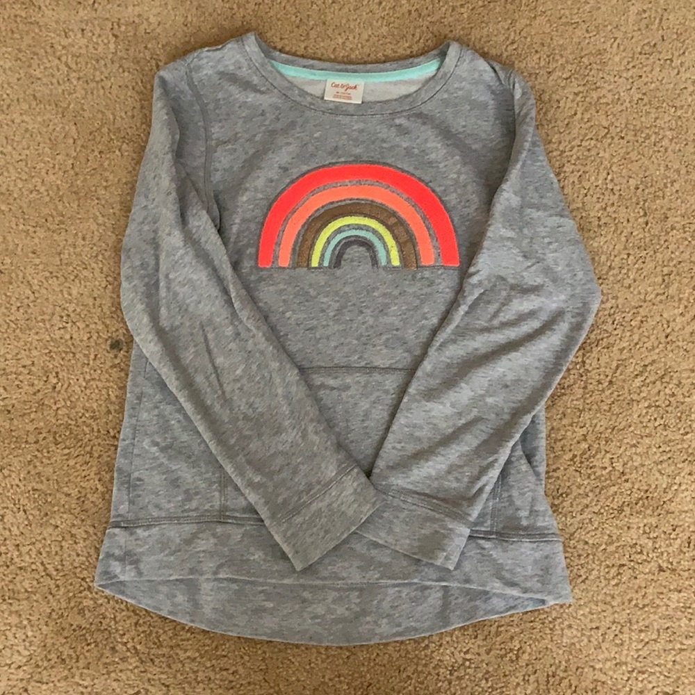 Gray rainbow crew neck